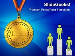 Gold medal sports powerpoint templates and powerpoint backgrounds 0611