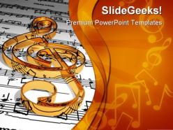 Gold music symbol powerpoint templates and powerpoint backgrounds 0311
