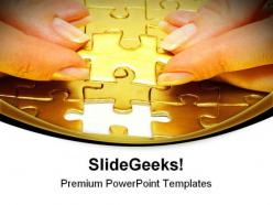Gold puzzles business powerpoint templates and powerpoint backgrounds 0611
