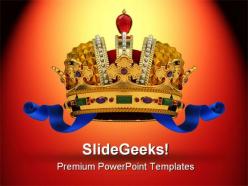 Golden crown leadership powerpoint backgrounds and templates 1210