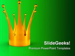 Golden crown metaphor powerpoint backgrounds and templates 0111