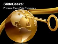 Golden globe with key hole security powerpoint templates and powerpoint backgrounds 0311