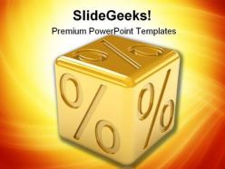 Golden percentage dice finance powerpoint templates and powerpoint backgrounds 0311