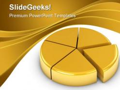 Golden pie chart business powerpoint backgrounds and templates 1210