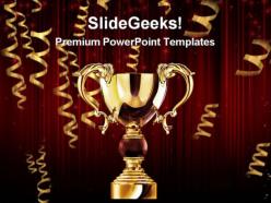 Golden trophy cup success powerpoint templates and powerpoint backgrounds 0311