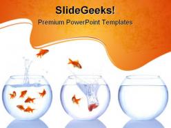 Goldfish escape animals powerpoint templates and powerpoint backgrounds 0611