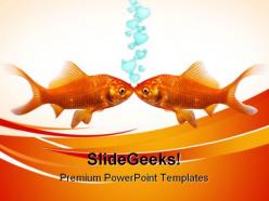 Goldfish in love animals powerpoint templates and powerpoint backgrounds 0611