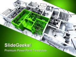 Green apartment architecture powerpoint templates and powerpoint backgrounds 0211