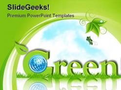 Green card with globe environment powerpoint templates and powerpoint backgrounds 0311
