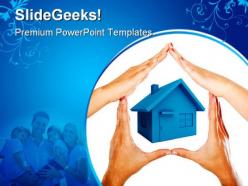 Hands made house family powerpoint templates and powerpoint backgrounds 0411