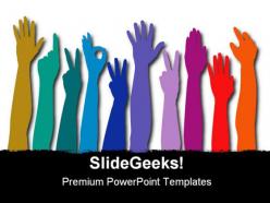 Hands of all races business powerpoint background and template 1210