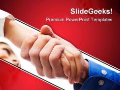 Handshake after contract business powerpoint templates and powerpoint backgrounds 0611