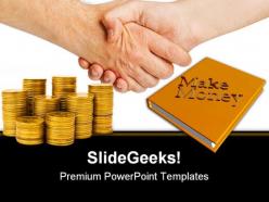 Handshake and gold coins money powerpoint templates and powerpoint backgrounds 0511