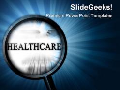 Healthcare with magnifier health powerpoint templates and powerpoint backgrounds 0911