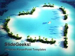 Heart shaped island beauty powerpoint templates and powerpoint backgrounds 0511