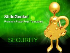 Holding a lock security powerpoint templates and powerpoint backgrounds 0711
