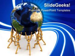 Holding the world globe powerpoint templates and powerpoint backgrounds 0211