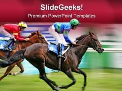 Horse racing competition game powerpoint templates and powerpoint backgrounds 0711
