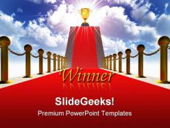 Ladder with a red carpet success powerpoint templates and powerpoint backgrounds 0211