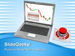Laptop and help button security powerpoint templates and powerpoint backgrounds 0711