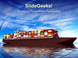 Large container ship transportation powerpoint templates and powerpoint backgrounds 0411