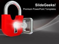 Lock with key security powerpoint templates and powerpoint backgrounds 0211