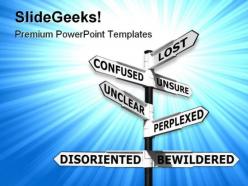 Lost and confused signpost metaphor powerpoint templates and powerpoint backgrounds 0911