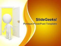Man opens door metaphor powerpoint templates and powerpoint backgrounds 0611