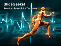 Man running with fast heartbeat health powerpoint templates and powerpoint backgrounds 0411