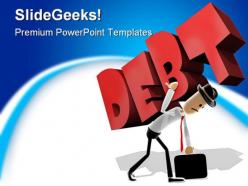 Man struggle debt people powerpoint backgrounds and templates 1210