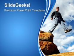 Man walking the corporate ladder business powerpoint templates and powerpoint backgrounds 0311