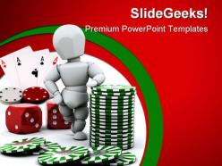 Man with casino dices lifestyle powerpoint templates and powerpoint backgrounds 0411
