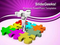Man with last puzzle business powerpoint templates and powerpoint backgrounds 0411