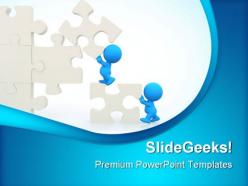 Men assembling puzzle business powerpoint templates and powerpoint backgrounds 0511