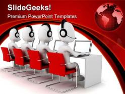 Men Call Center Globe PowerPoint Templates And PowerPoint Backgrounds 0311