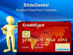 Men with credit card finance powerpoint templates and powerpoint backgrounds 0411