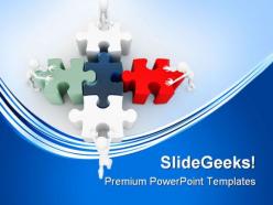 Men with puzzle team business powerpoint templates and powerpoint backgrounds 0311