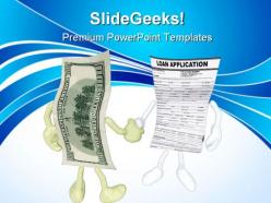 Money loan application handshake powerpoint templates and powerpoint backgrounds 0711