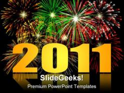 New year 2011 fire works festival powerpoint backgrounds and templates 0111