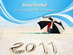 New year on beach vacation powerpoint templates and powerpoint backgrounds 0711