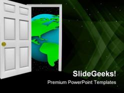 Open door globe powerpoint templates and powerpoint backgrounds 0611