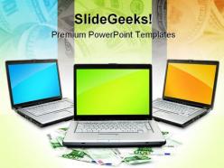 Open laptop with money business powerpoint templates and powerpoint backgrounds 0411