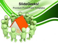 People around home real estate powerpoint templates and powerpoint backgrounds 0811