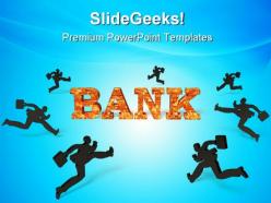 People running towards bank finance powerpoint templates and powerpoint backgrounds 0511