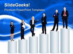 People standing on graph business powerpoint templates and powerpoint backgrounds 0311