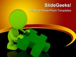 Person holding puzzle metaphor powerpoint templates and powerpoint backgrounds 0311