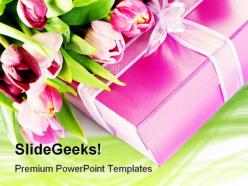 Pink tulips and gift festival powerpoint templates and powerpoint backgrounds 0311