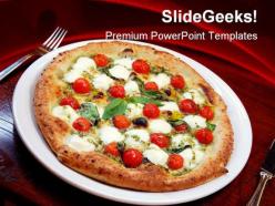 Pizza with tomatoes and cheese food powerpoint templates and powerpoint backgrounds 0311