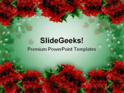 Poinsettias christmas garland background powerpoint templates and powerpoint backgrounds 0711