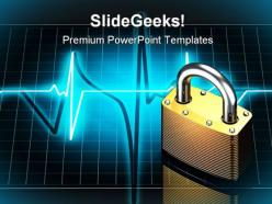 Pulse with lock security powerpoint backgrounds and templates 0111